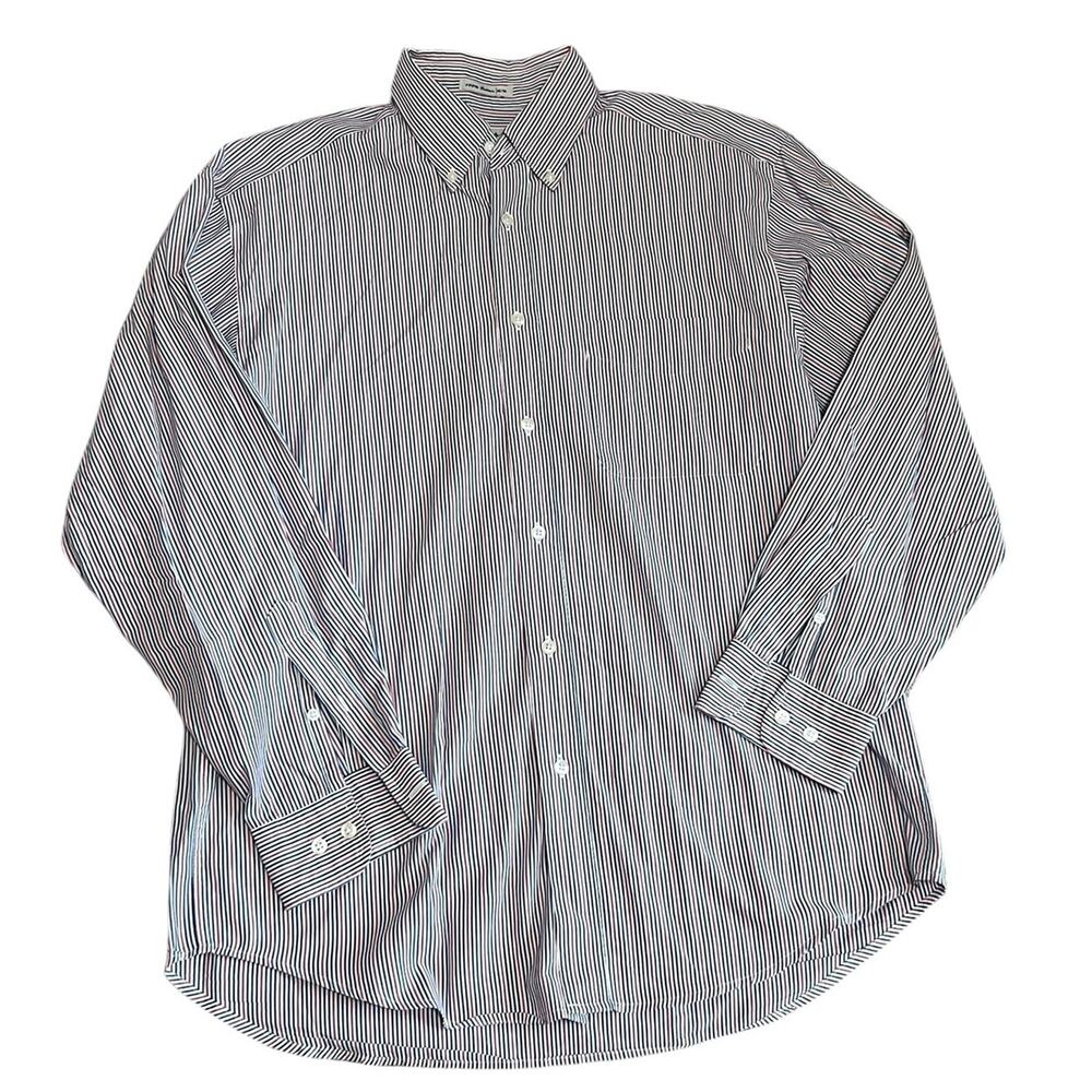 Gap Classic Tailored Shirt Red White & Blue Men's M Button Down Striped Cotton